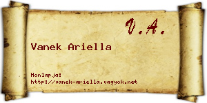 Vanek Ariella névjegykártya